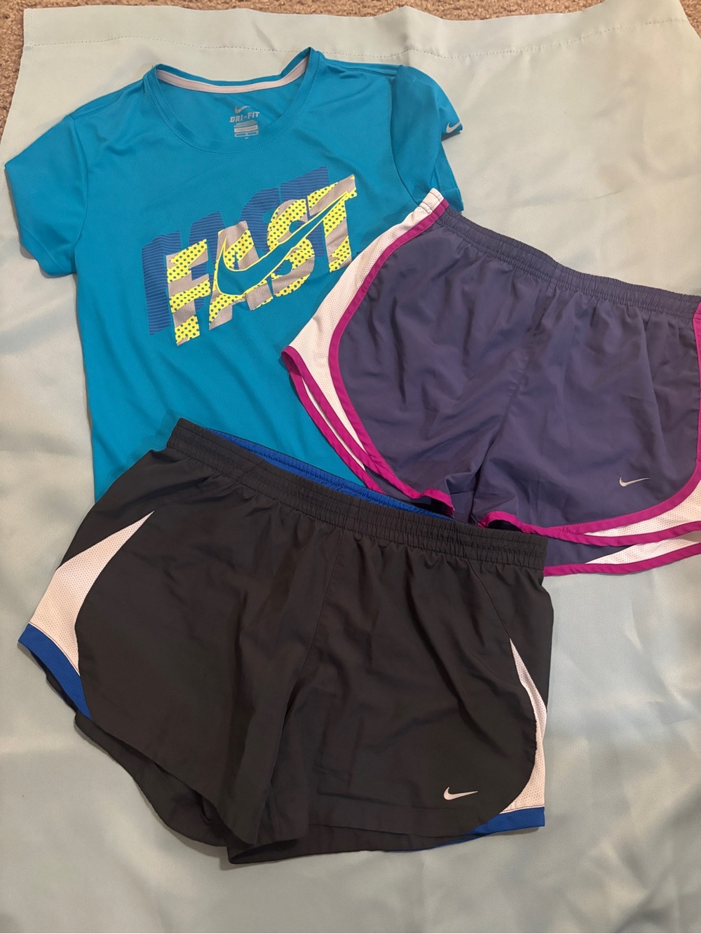 Nike Blue Dri-FIT 'FAST' Tee with Purple and Black Running Shorts